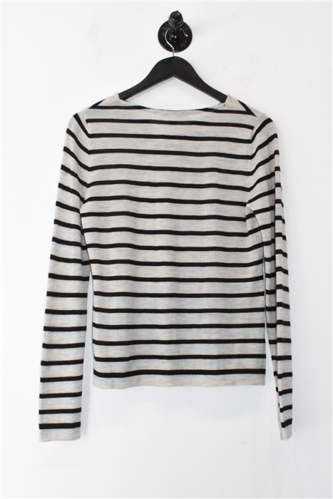 Gray Stripe Autumn Cashmere Cashmere Sweater, size M