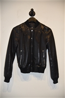 Black Leather Gucci Leather Jacket, size 4