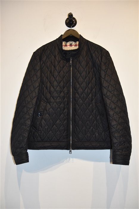 Basic Black Burberry Quilted Jacket, size XL