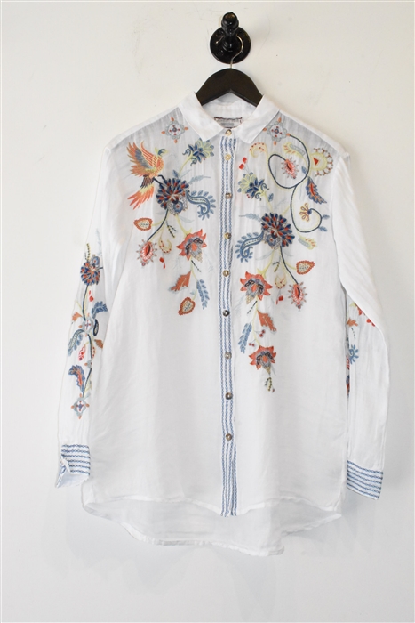 Bright White Johnny Was Button Shirt, size XS