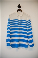 White & Blue Equipment Blouse, size S