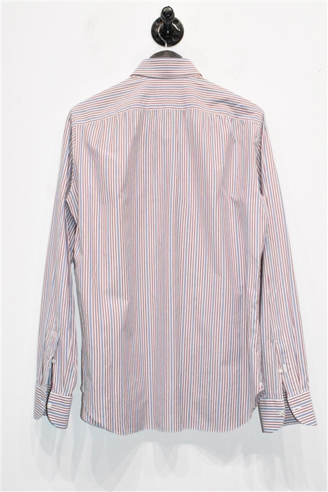 Red Stripe Isaia Button Shirt, size M