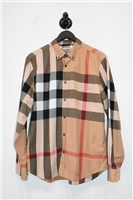 Check Burberry Button Shirt, size L