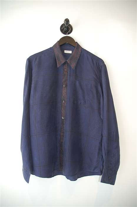 Midnight Blue Dries van Noten Button Shirt, size XL