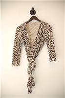 Black & Off-White Diane von Furstenberg Wrap Top, size 8