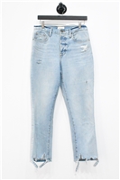 Light Denim Frame Slim-leg Jean, size 28