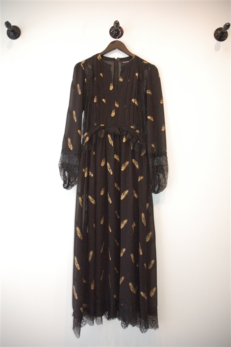 Black & Gold The Kooples A-Line Dress, size M