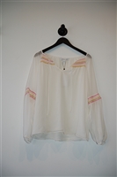 Bright White Diane von Furstenberg Peasant Top, size 8