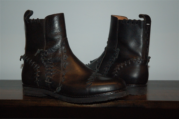 Black Leather Maison Margiela Boots, size 11