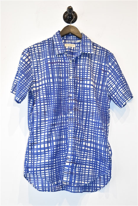 Blue Check Burberry Short-Sleeved Shirt, size L