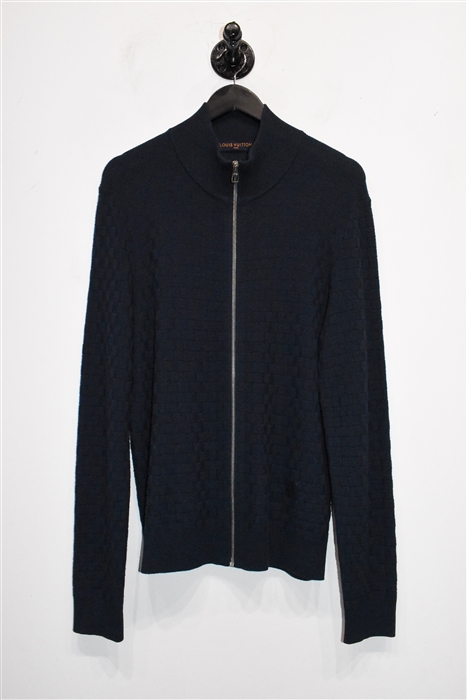 Navy Louis Vuitton Zippered Sweater, size M