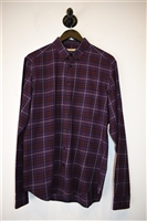 Purple Check Burberry Button Shirt, size L