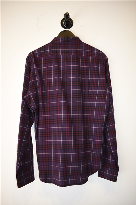 Purple Check Burberry Button Shirt, size L