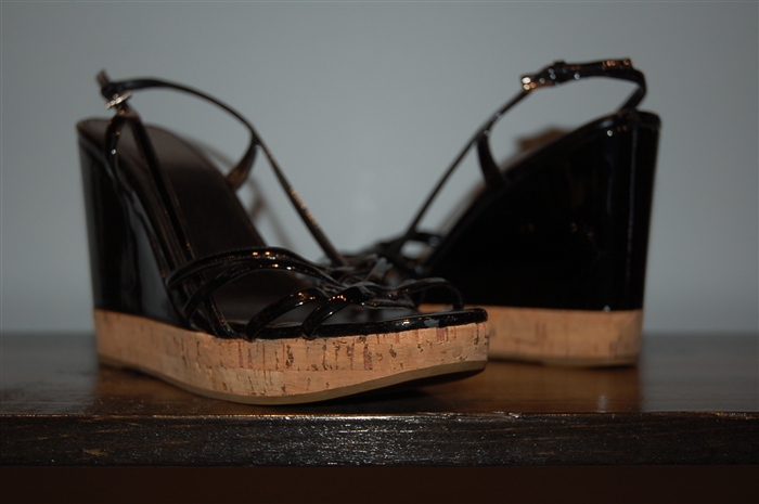 Black Patent Prada Wedge, size 9.5