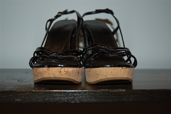 Black Patent Prada Wedge, size 9.5