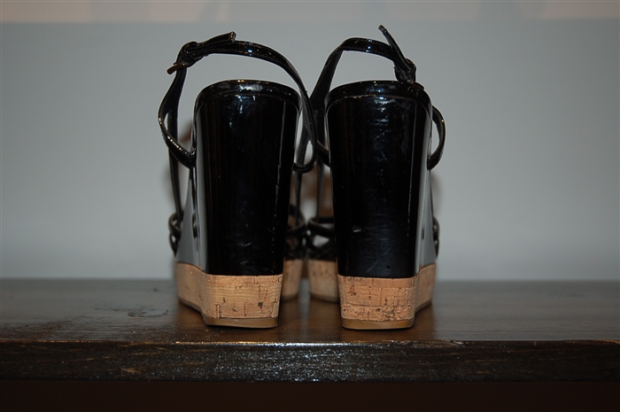 Black Patent Prada Wedge, size 9.5
