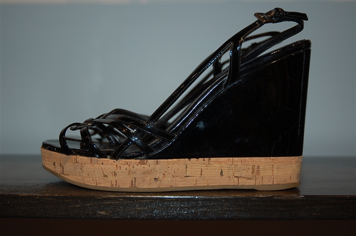 Black Patent Prada Wedge, size 9.5