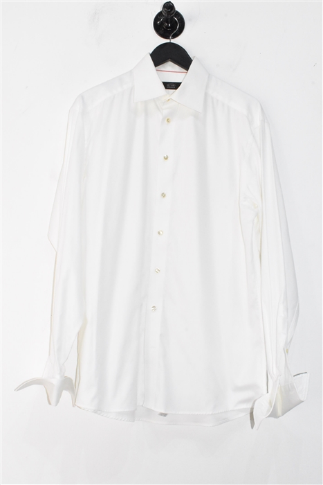 Soft White Eton Button Shirt, size L