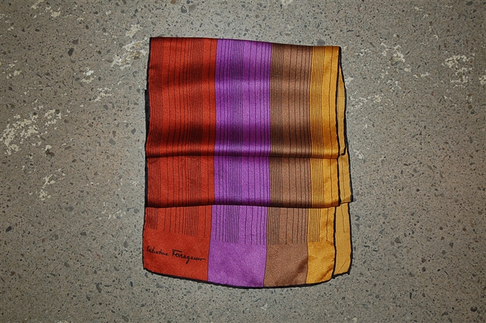 Striped Salvatore Ferragamo - Vintage Silk Scarf, size O/S
