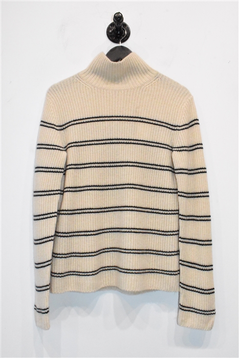 Cream Stripe Vince Cashmere Sweater, size S