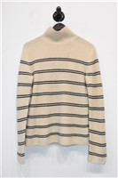 Cream Stripe Vince Cashmere Sweater, size S