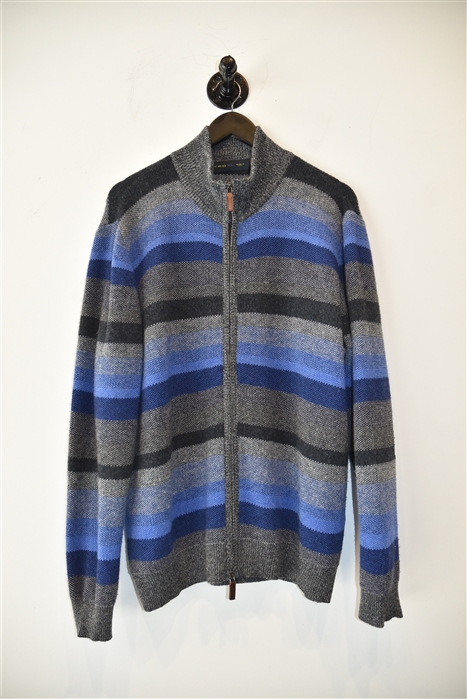 Blue Stripe Etro Zippered Sweater, size XL