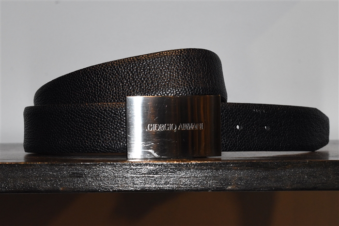 Black Leather Giorgio Armani Belt, size L