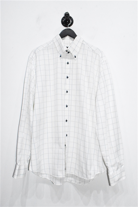White Check Canali Button Shirt, size 2XL