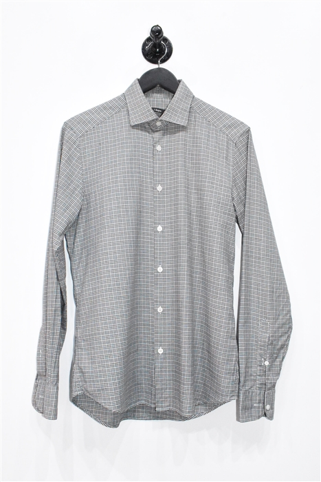 Black Check Z Zegna Button Shirt, size S