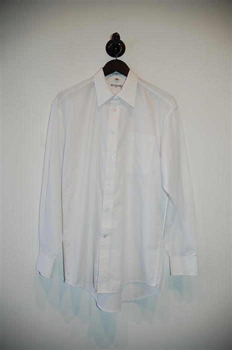 Bright White Balmain Button Shirt, size M