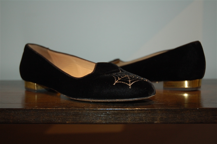 Black Velvet Charlotte Olympia Slippers, size 7
