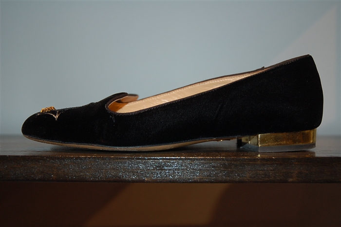 Black Velvet Charlotte Olympia Slippers, size 7