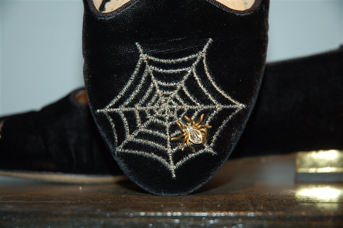 Black Velvet Charlotte Olympia Slippers, size 7