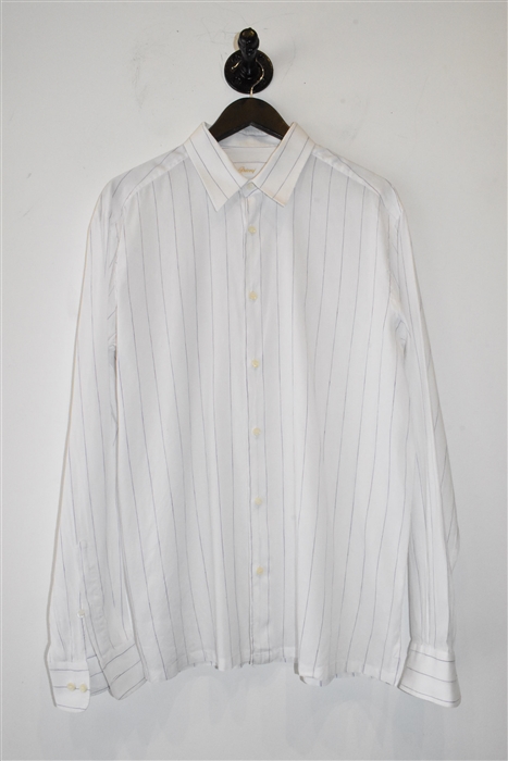 White Stripe Brioni Button Shirt, size L