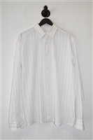 White Stripe Brioni Button Shirt, size L