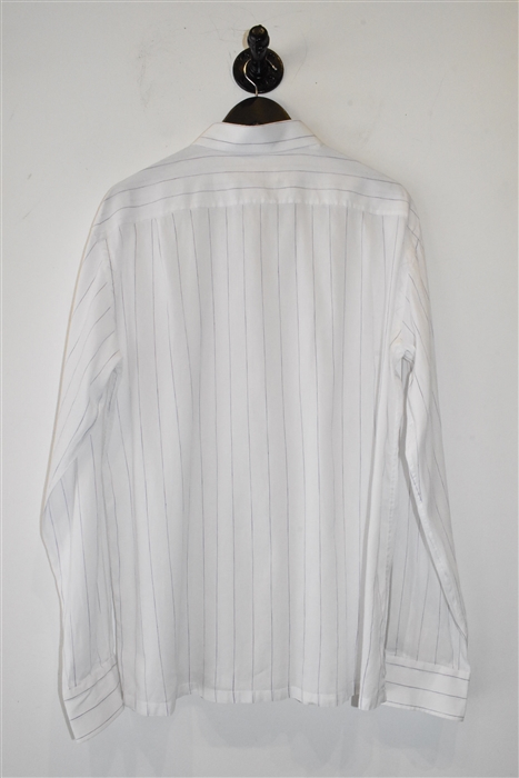 White Stripe Brioni Button Shirt, size L