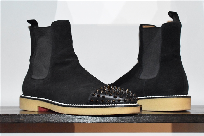 Black Suede Christian Louboutin Chelsea Boots, size 11.5