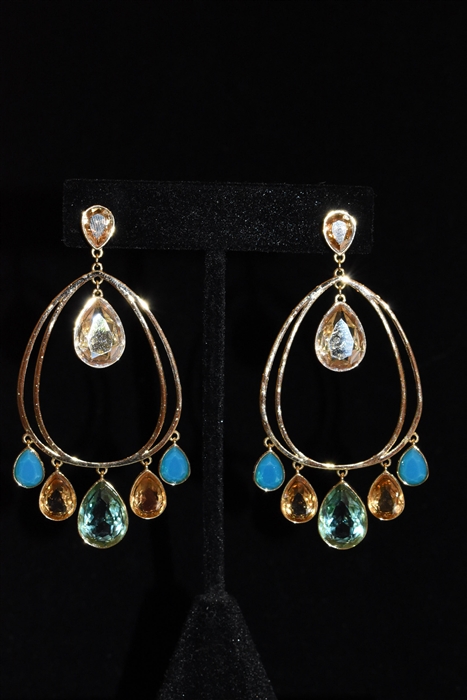 Gold Swarovski Earrings, size O/S