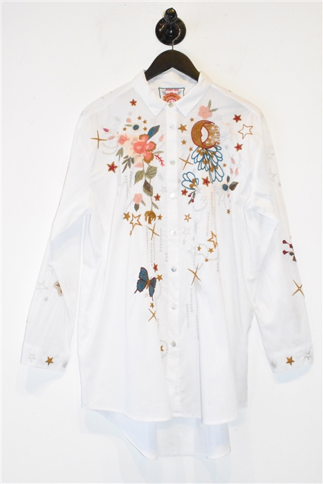 Crisp White Johnny Was Button Shirt, size M