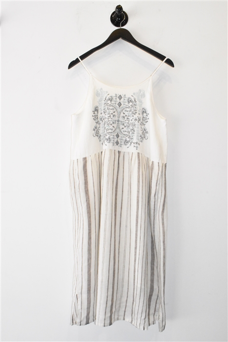 White Stripe Johnny Was Slip Dress, size S