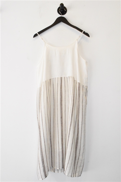 White Stripe Johnny Was Slip Dress, size S