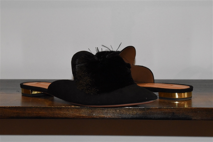 Black Suede Aquazzura Mules, size 8.5