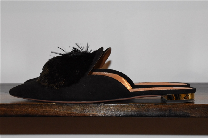 Black Suede Aquazzura Mules, size 8.5
