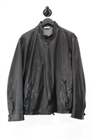 Black Leather Ermenegildo Zegna Leather Jacket, size XL