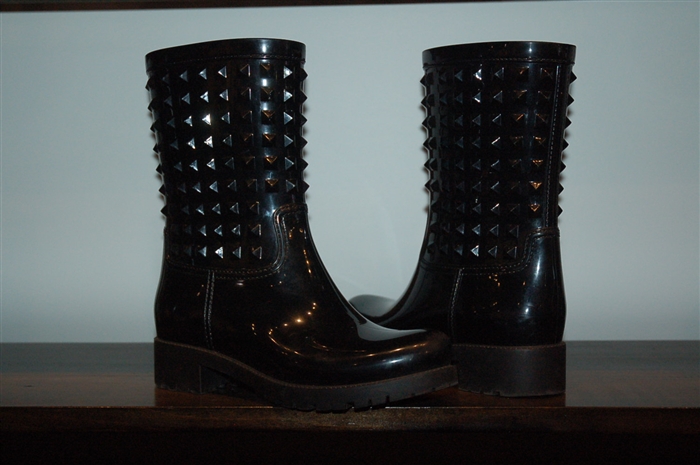 Black Rubber Valentino Rubber Boots, size 8