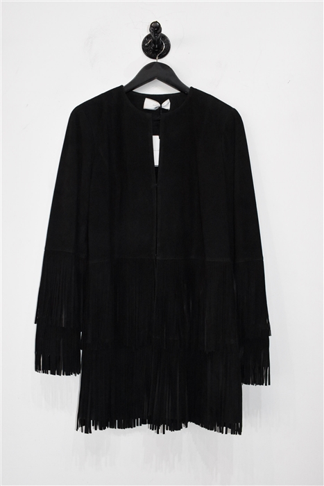 Black Suede Desa Long Jacket, size 6