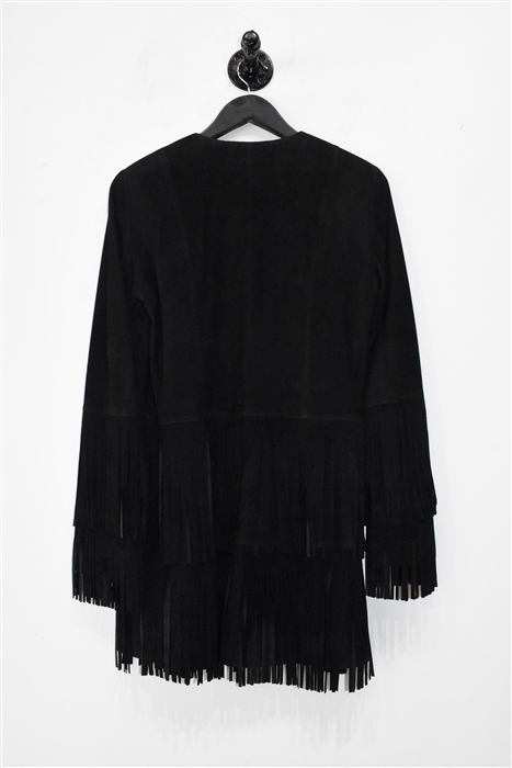 Black Suede Desa Long Jacket, size 6
