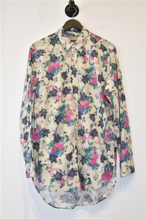 Floral Burberry Button Shirt, size L