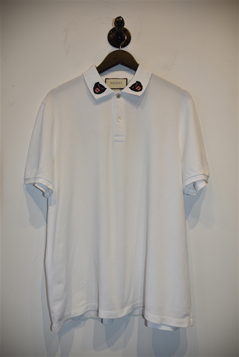 Bright White Gucci Polo, size 3XL