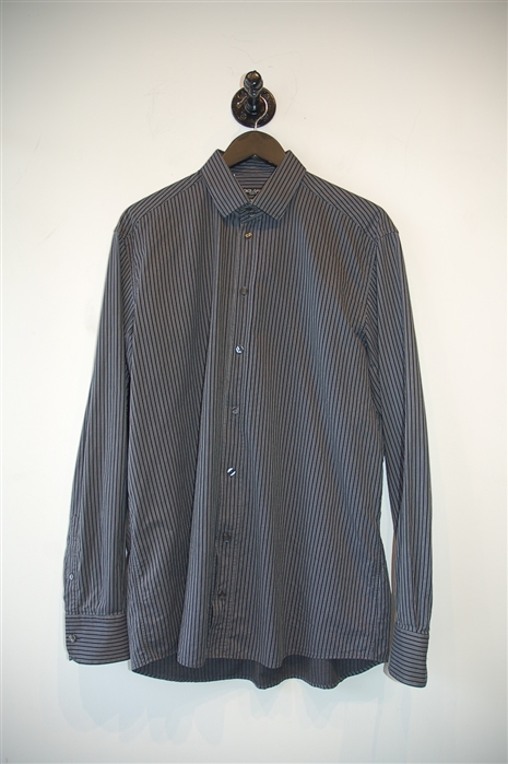 Gray Stripe Dolce & Gabbana Button Shirt, size M